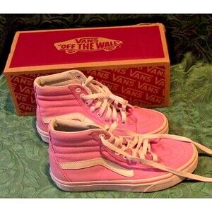 Vans Filmore Hi Pink Canvas Lace High Top Skate Shoes Women’s Size 6.5